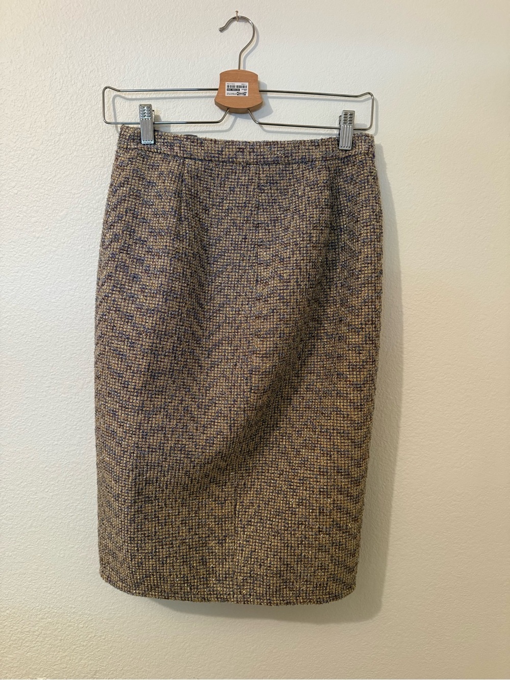J. Crew Tweed Pencil Skirt with Gold Zip - Neutral Mix - Picture 5 of 8